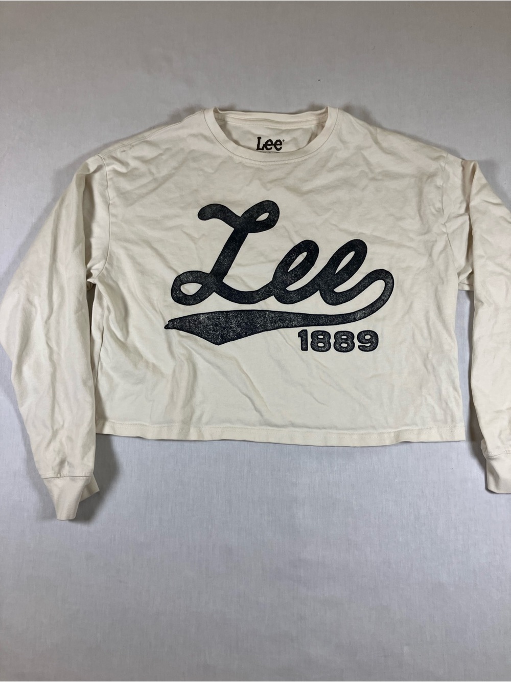 Lee Cream Long Sleeve Crop Top with Black Logo